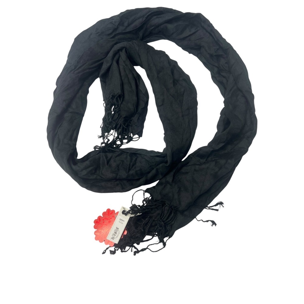 Apt 9 Black Wrap Scarf with Knotted‎ Fringe Trim NWT 1192286